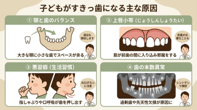 子どもがすきっ歯になる主な原因