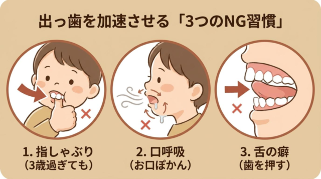 遺伝以上に気をつけたいのが、日常生活の中での無意識な「習癖（くせ）」です。